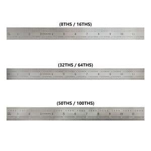 12-Inch Precision 16R Rigid Stainless-Steel Ruler - (1/50 Inch, 1/100 Inch, 1/32 Inch, 1/64 Inch)
