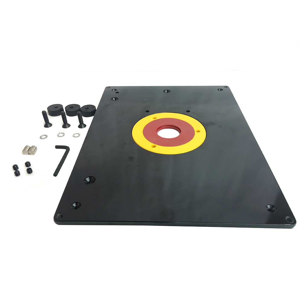 9-Inch x 12-Inch Router Table Insert Plate w/ Guide Pin & Snap Rings