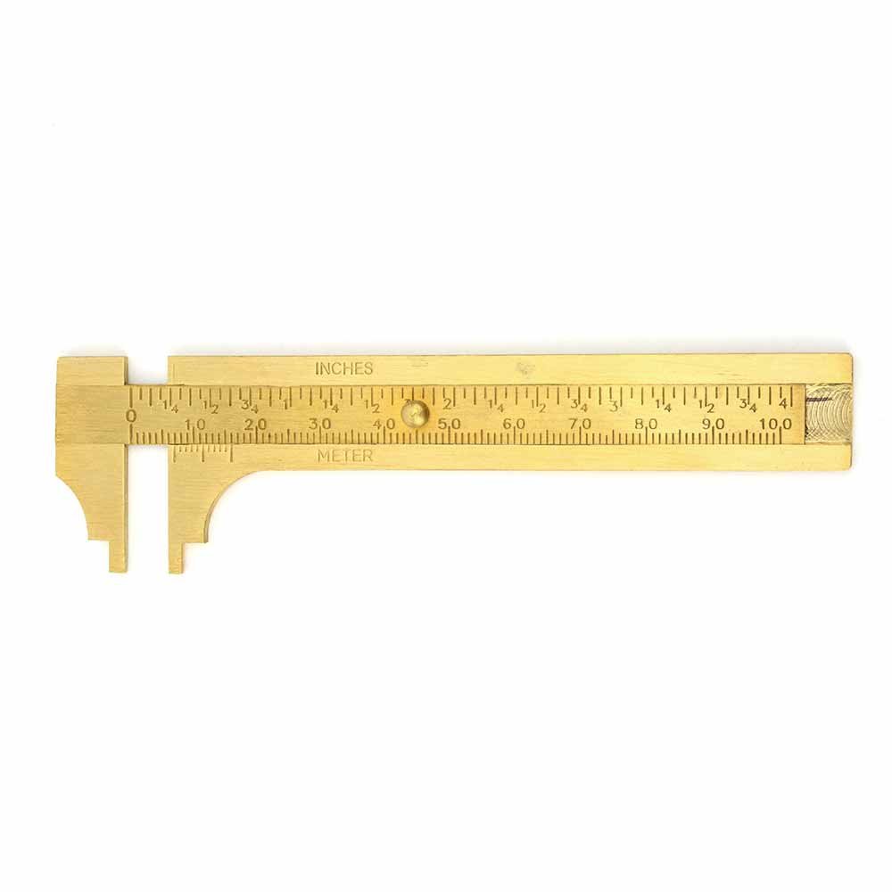 4 Inch 100mm Brass CALIPER Sliding Vernier Ruler Gauge Gem Tool Bead Measuring Inch