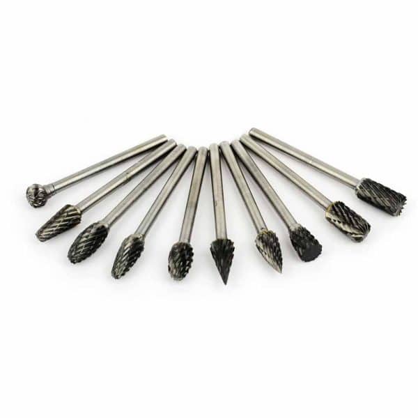 10 pcs Tungsten Steel Solid Carbide Burrs (Rotary Files) Diamond Burrs Set