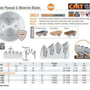 Chrome Ultimate Plywood & Melamine Saw Blades - woodshopbits.com CMT