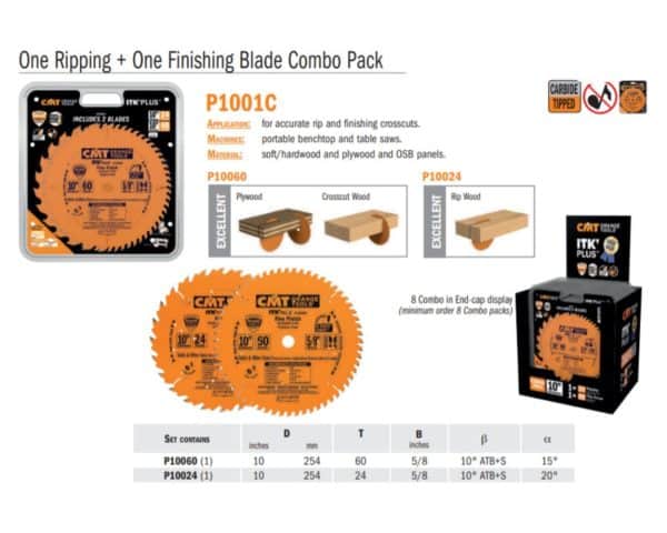 Contractor ITK-PLUS One Ripping + One Finishing Saw Blades Combo Pack - woodshopbits.com CMT